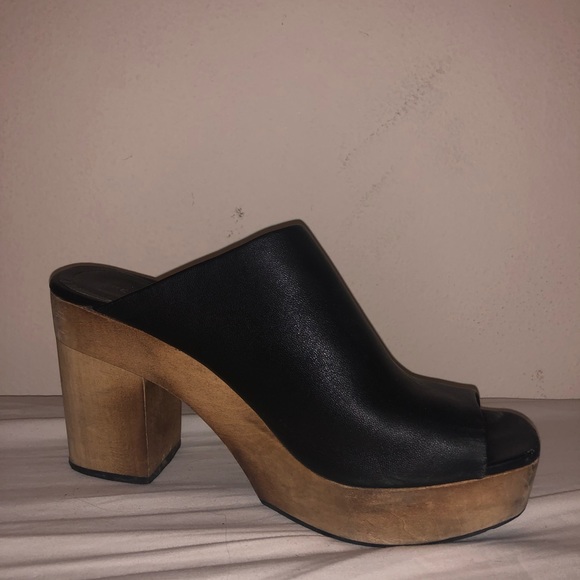 Kelsi Dagger Heels — Wedge Style, Black LEATHER - Picture 2 of 3